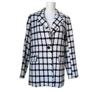 ELLEN TRACY | NWT Black & White Houndstooth Single Breasted Tweed Coat Sz M